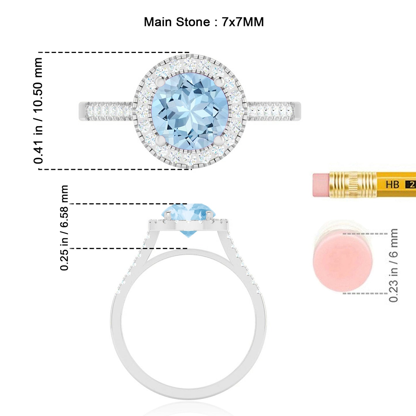 Halo Solitaire Ring | Sterling Silver Birthstone Ring | Genuine Gemstone & Diamond Studded Ring | Personalized Promise Ring | Gift for Her