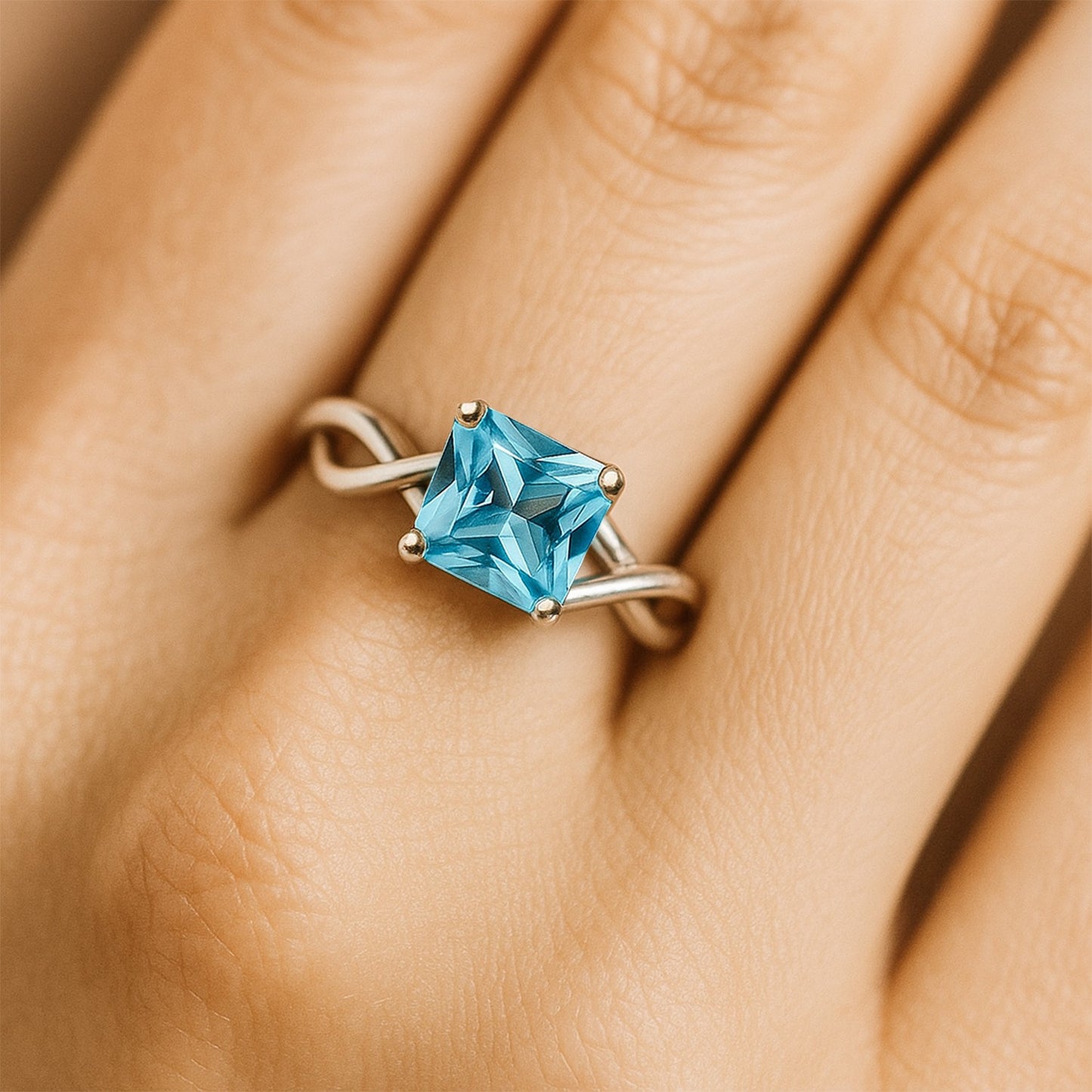 Celtic Knot Inspired Ring | Sterling Silver Birthstone Ring | Genuine Gemstone Studded Ring | Personalized Promise Ring | Gift for Her