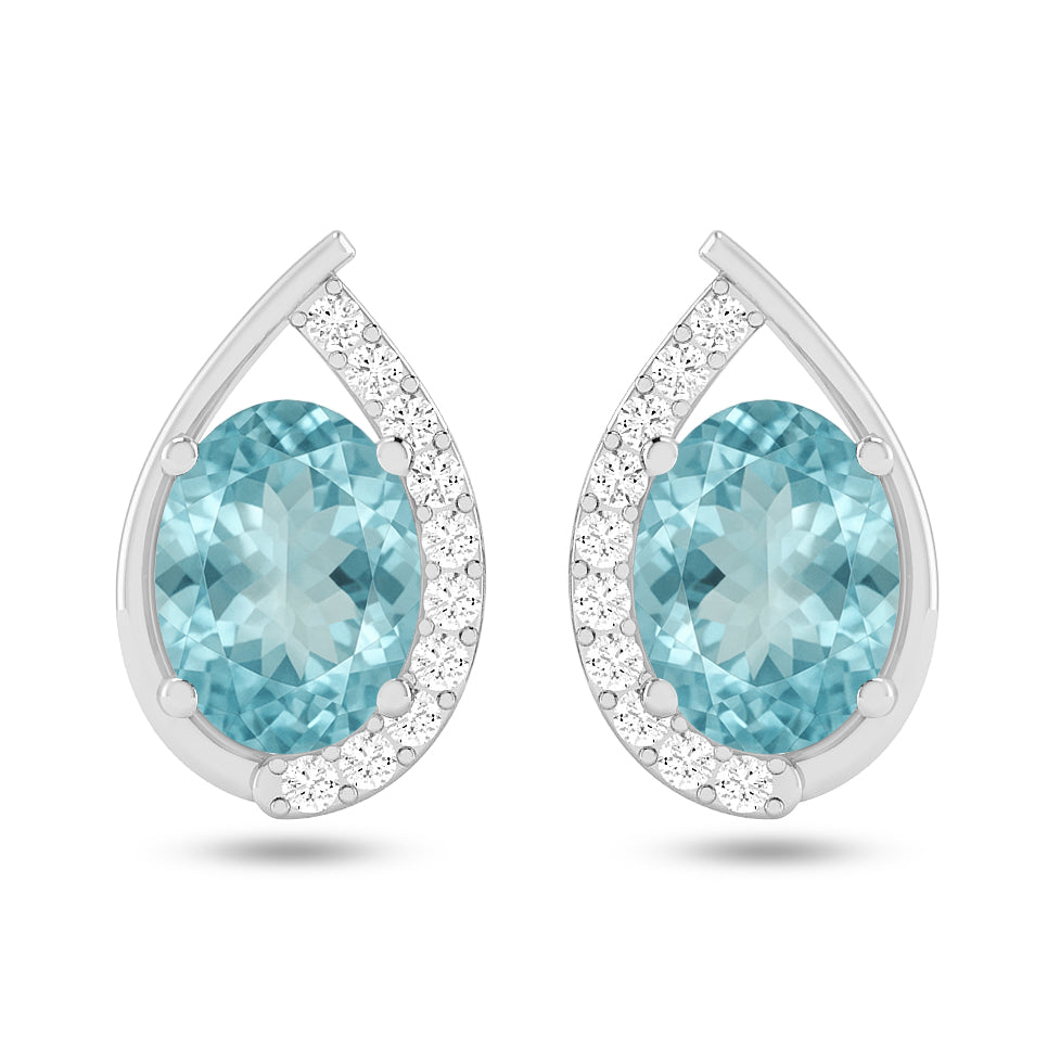 Pear Halo Stud Earrings | 925 Sterling Silver Birthstone Stud Earrings | Diamond Accent Gemstone Earrings | 15 Birthstone Options | Gift for Women (Copy)
