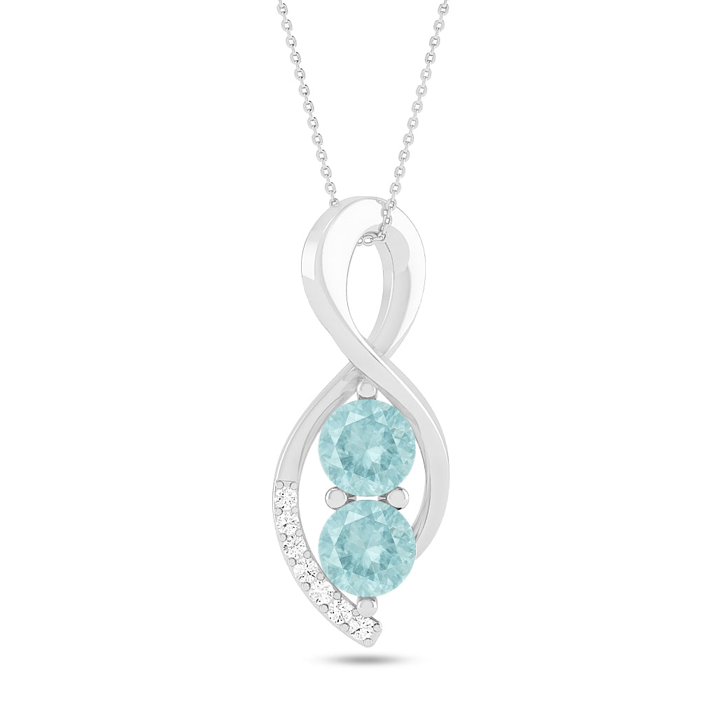Infinity Twist Pendant | Starburst Pendant | Heart Knot Teardrop Pendant | Sterling Silver Birthstone Necklace | Diamond Accent | Adjustable Chain | 15 Gemstone Choices