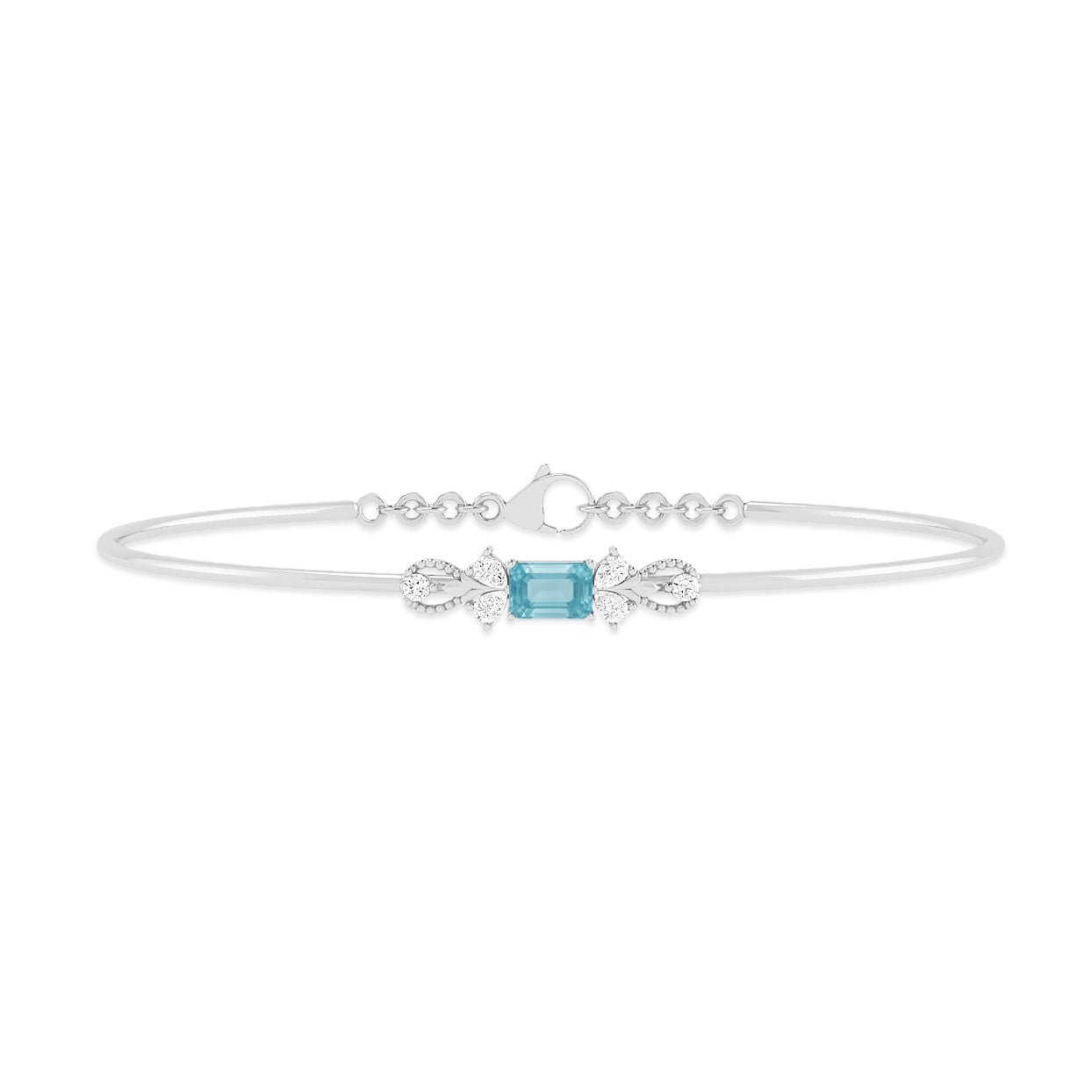 Gemstone Bangle Bracelet | Sterling Silver Birthstone Bracelet | Adjustable Chain | 15 Gemstone Choices | Personalized Gemstone Bracelet Floral Vine Bracelet Canter piece