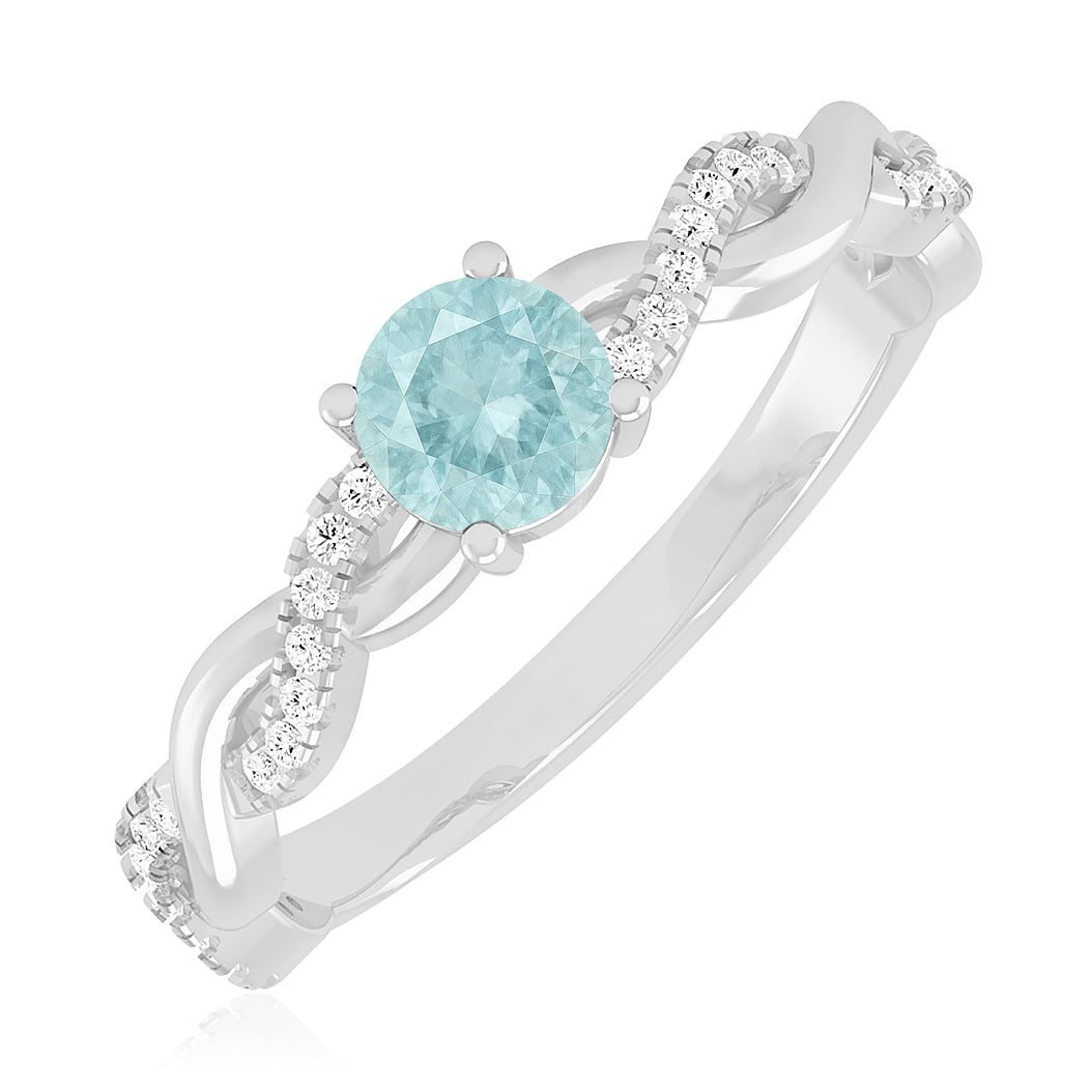 Infinity Knot Solitaire Ring | Sterling Silver Birthstone Ring | Genuine Gemstone & Diamond Studded Ring | Personalized Promise Ring | Gift for Her