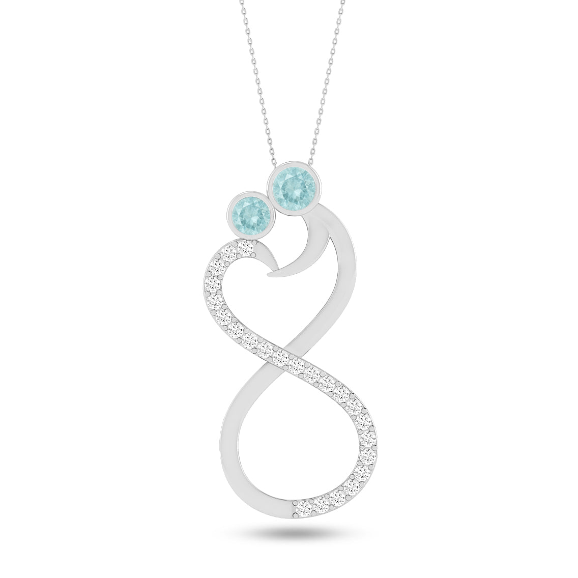Couple Heart Infinity Pendant | Starburst Pendant | Heart Knot Teardrop Pendant | Sterling Silver Birthstone Necklace | Diamond Accent | Adjustable Chain | 15 Gemstone Choices