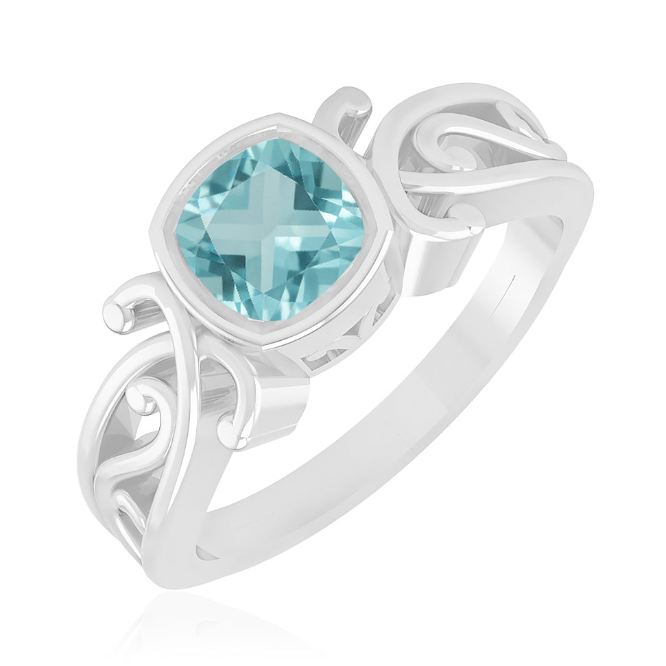 Celtic Knot Bezel Solitaire Ring | Sterling Silver Birthstone Ring | Genuine Gemstone & Diamond Studded Ring | Personalized Promise Ring | Gift for Her