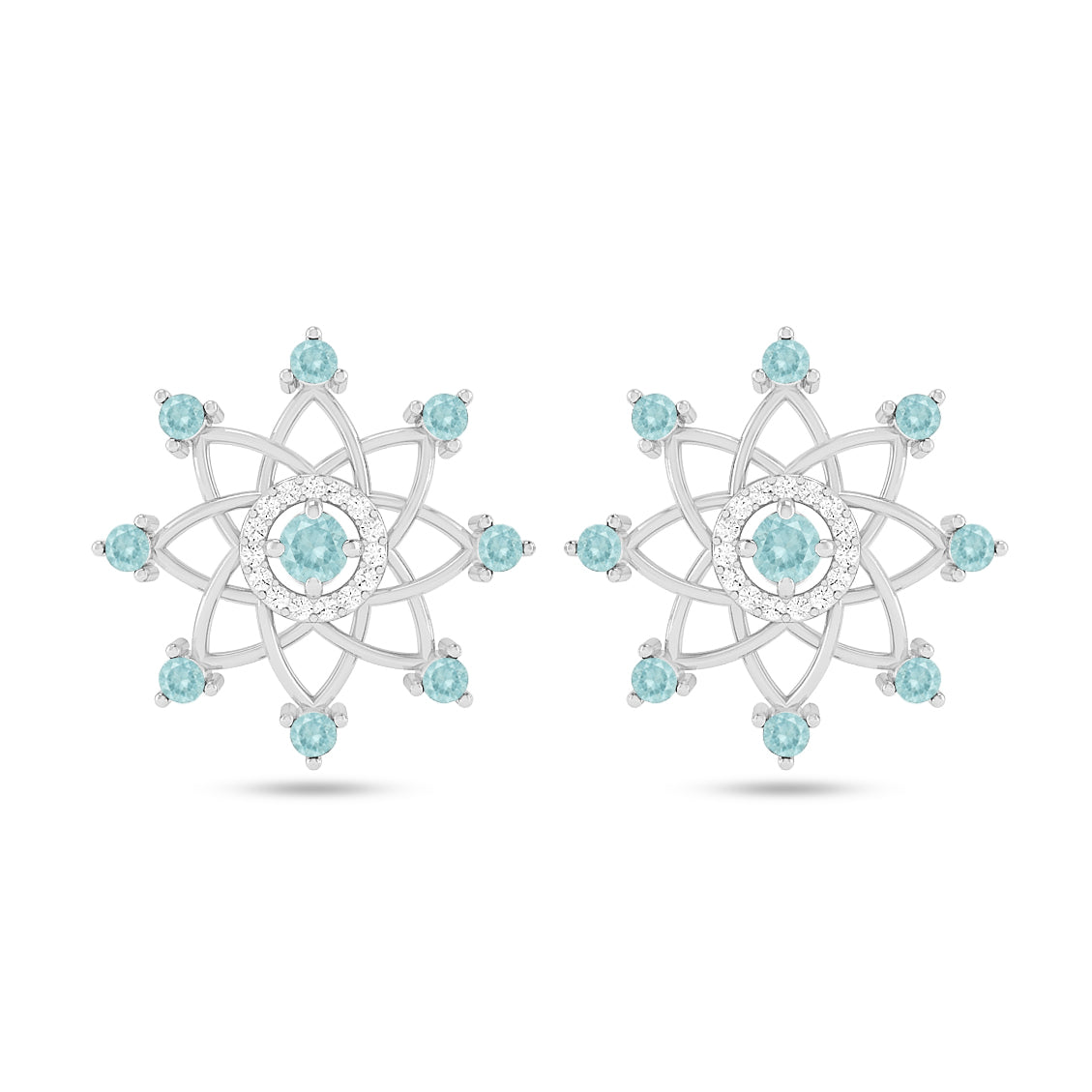 Celestial Starburst Stud Earrings | 925 Sterling Silver Birthstone Stud Earrings | Diamond Accent Gemstone Earrings | 15 Birthstone Options | Gift for Women