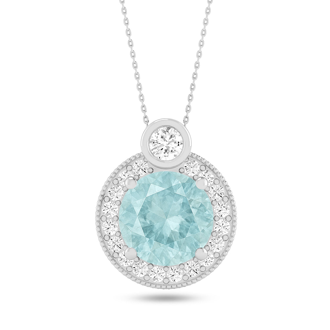 Round Halo Pendant | Starburst Pendant | Heart Knot Teardrop Pendant | Sterling Silver Birthstone Necklace | Diamond Accent | Adjustable Chain | 15 Gemstone Choices