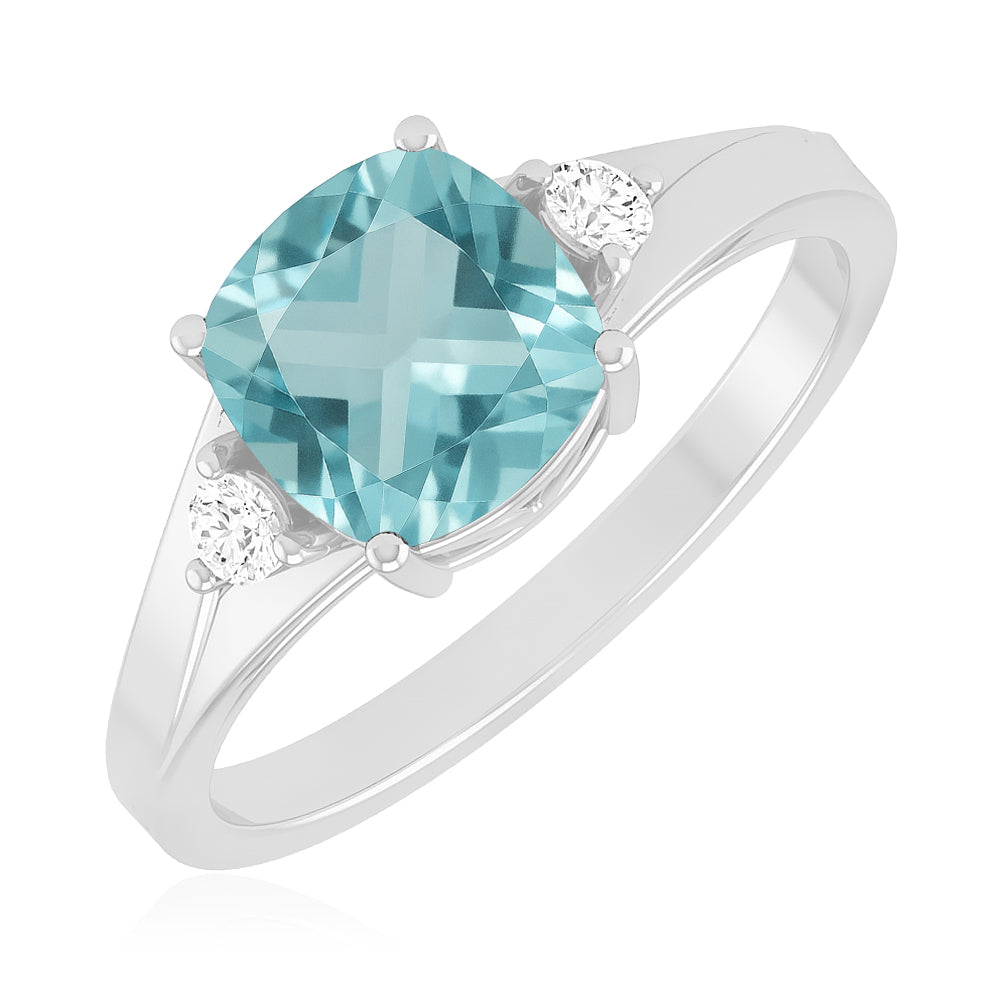 Classic Three-Stone Solitaire Ring | Sterling Silver Birthstone Ring | Genuine Gemstone & Diamond Studded Ring | Personalized Promise Ring | Gift for Her