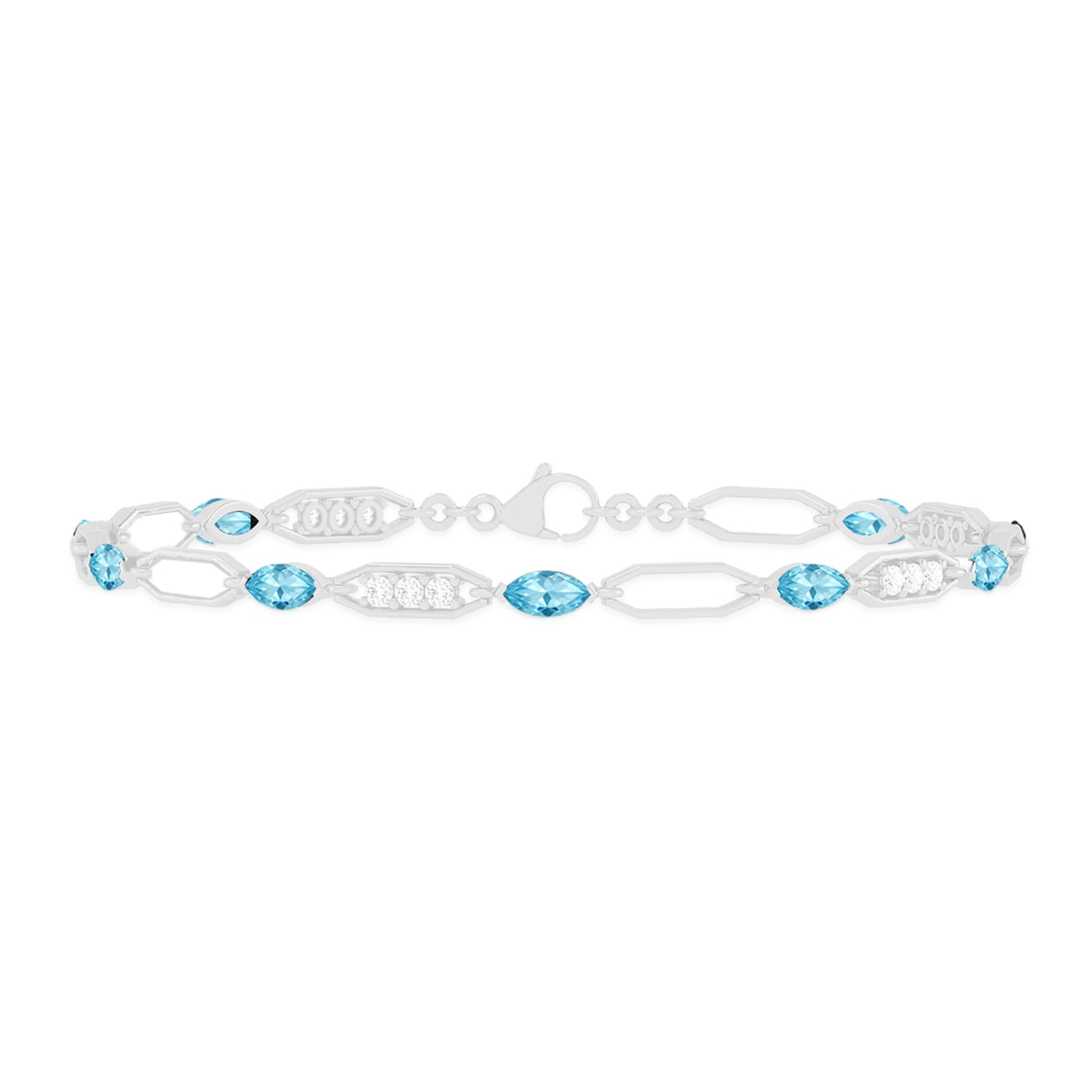 Art Deco Link Bracelet | Sterling Silver Birthstone Bracelet | Adjustable Chain | 15 Gemstone Choices | Personalized Gemstone Bracelet Floral Vine Bracelet Canter piece