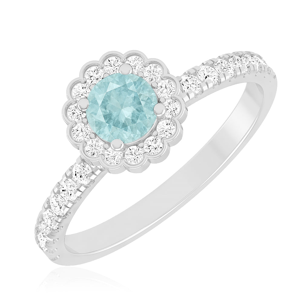 Flower Cluster Ring | Sterling Silver Birthstone Ring | Genuine Gemstone & Diamond Studded Ring | Personalized Promise Ring | Gift for Her