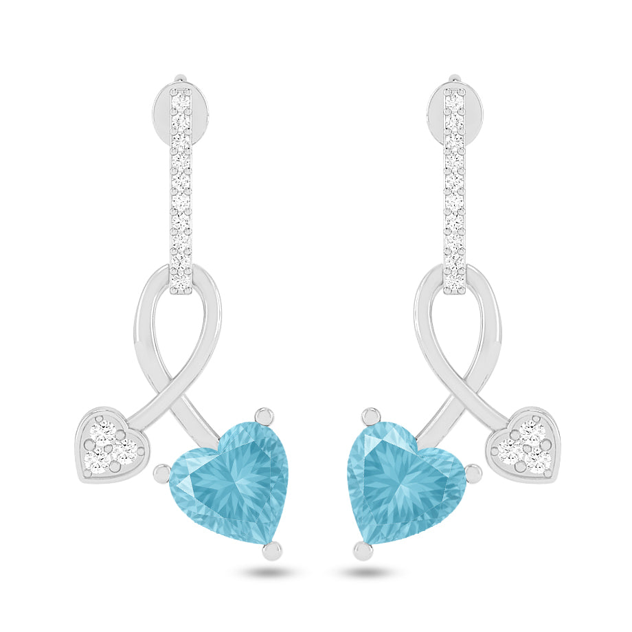 Infinity Heart Drop Earrings | 925 Sterling Silver Birthstone Stud Earrings | Diamond Accent Gemstone Earrings | 15 Birthstone Options | Gift for Women