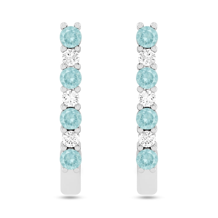 Bar Stud Earrings | 925 Sterling Silver Birthstone Stud Earrings | Diamond Accent Gemstone Earrings | 15 Birthstone Options | Gift for Women