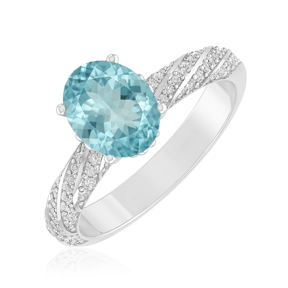 Halo Solitaire Ring | Sterling Silver Birthstone Ring | Genuine Gemstone & Diamond Studded Ring | Personalized Promise Ring | Gift for Her