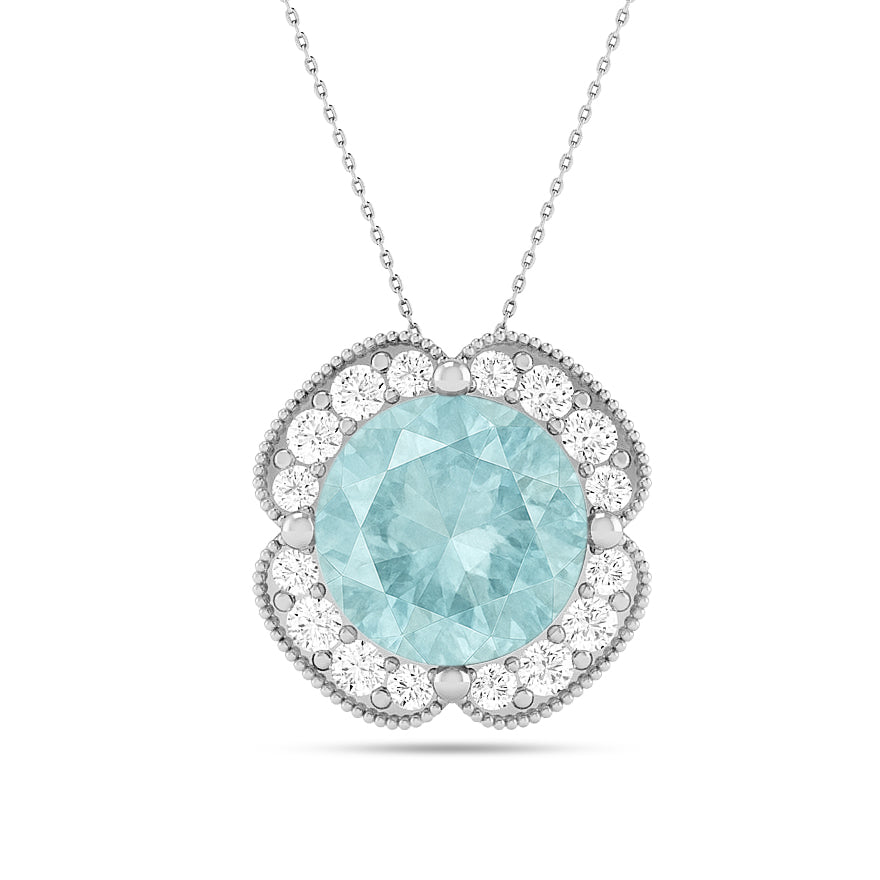 Floral Halo Pendant | Starburst Pendant | Heart Knot Teardrop Pendant | Sterling Silver Birthstone Necklace | Diamond Accent | Adjustable Chain | 15 Gemstone Choices