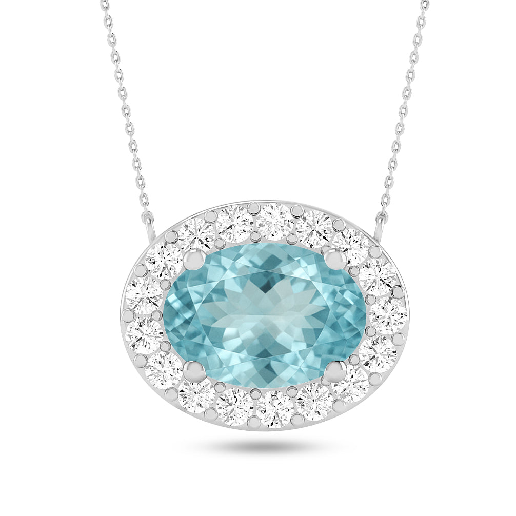 Oval Halo Solitaire Pendant | Starburst Pendant | Heart Knot Teardrop Pendant | Sterling Silver Birthstone Necklace | Diamond Accent | Adjustable Chain | 15 Gemstone Choices