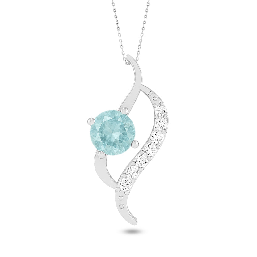 Bypass Swirl Pendant | Starburst Pendant | Heart Knot Teardrop Pendant | Sterling Silver Birthstone Necklace | Diamond Accent | Adjustable Chain | 15 Gemstone Choices
