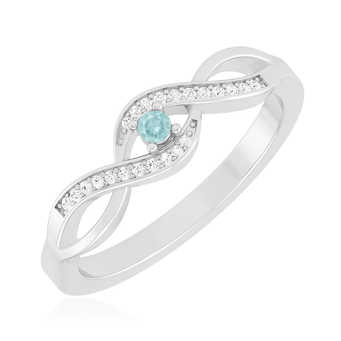 Infinity Ring | Sterling Silver Birthstone Ring | Genuine Gemstone & Diamond Studded Ring | Personalized Promise Ring | Gift for Her