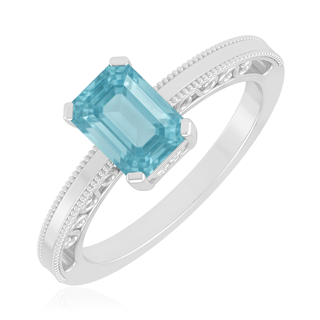 Vintage Milgrain Split Shank | Sterling Silver Birthstone Ring | Genuine Gemstone & Diamond Studded Ring | Personalized Promise Ring | Gift for Her