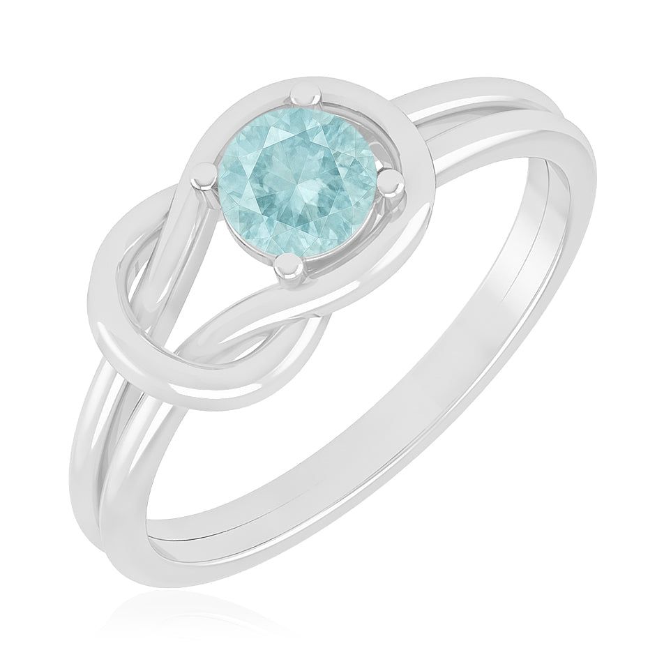 Infinity Knot Solitaire Ring | Sterling Silver Birthstone Ring | Genuine Gemstone & Diamond Studded Ring | Personalized Promise Ring | Gift for Her