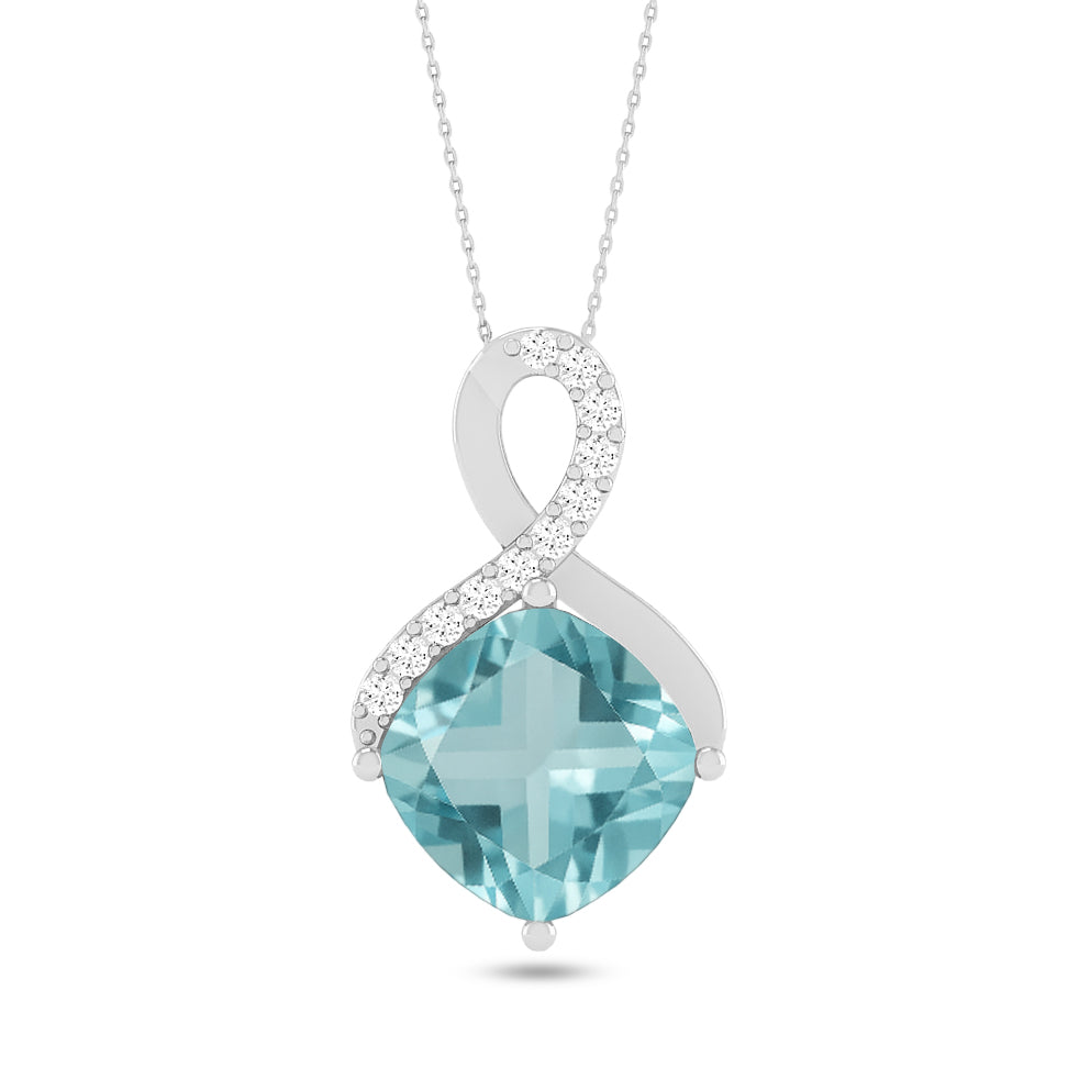 Infinity Cushion Solitaire Pendant | Starburst Pendant | Heart Knot Teardrop Pendant | Sterling Silver Birthstone Necklace | Diamond Accent | Adjustable Chain | 15 Gemstone Choices