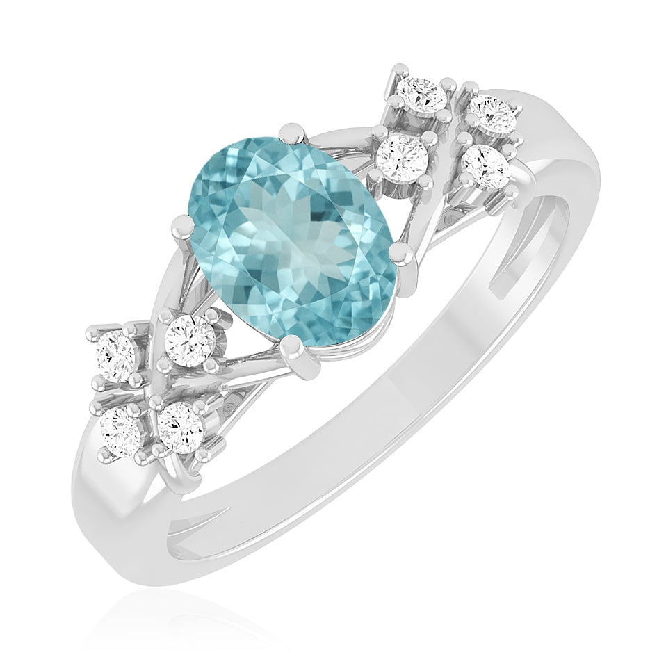 Floral Cluster Solitaire Ring | Sterling Silver Birthstone Ring | Genuine Gemstone & Diamond Studded Ring | Personalized Promise Ring | Gift for Her