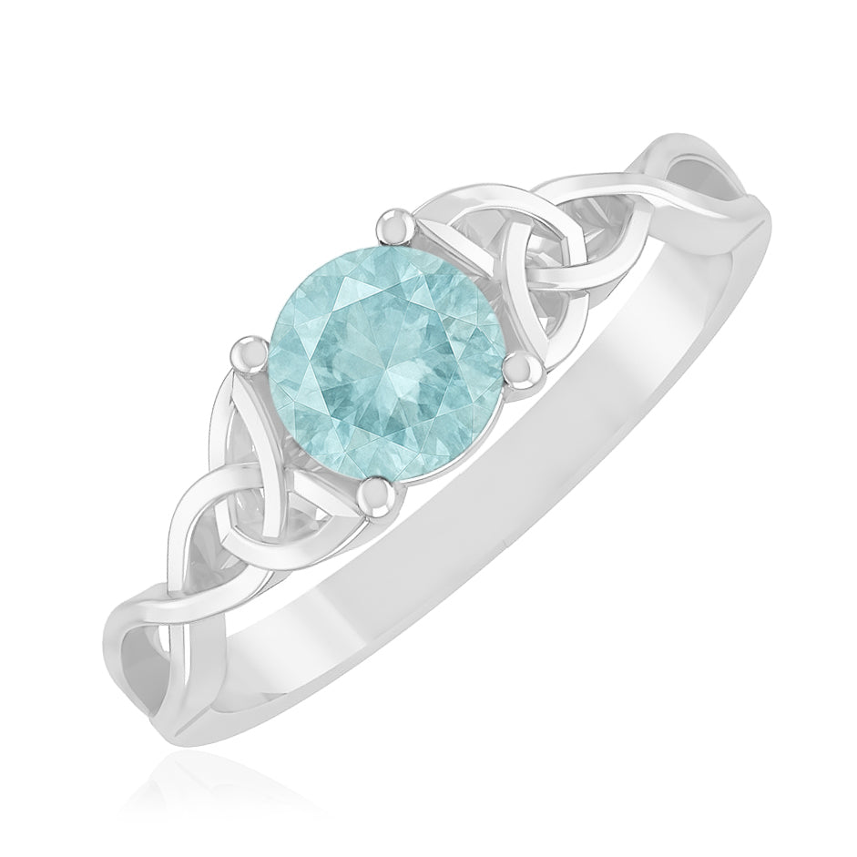 Celtic Knot Ring | Sterling Silver Birthstone Ring | Genuine Gemstone & Diamond Studded Ring | Personalized Promise Ring | Gift for Her