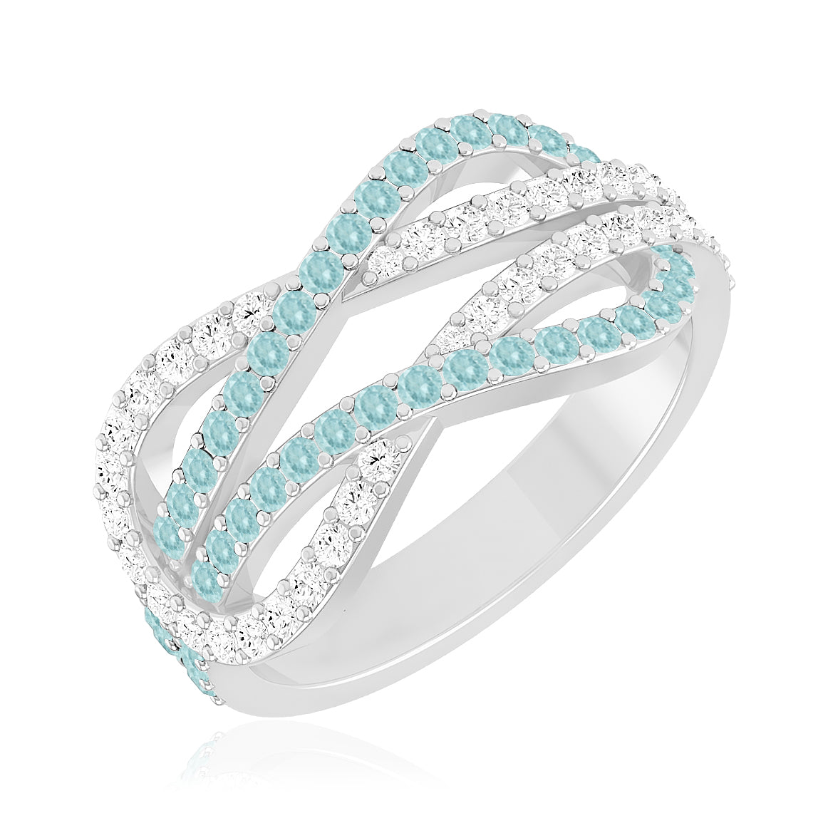 Infinity Crossover Band Ring| Sterling Silver Birthstone Ring | Genuine Gemstone & Diamond Studded Ring | Personalized Promise Ring | Gift for Her