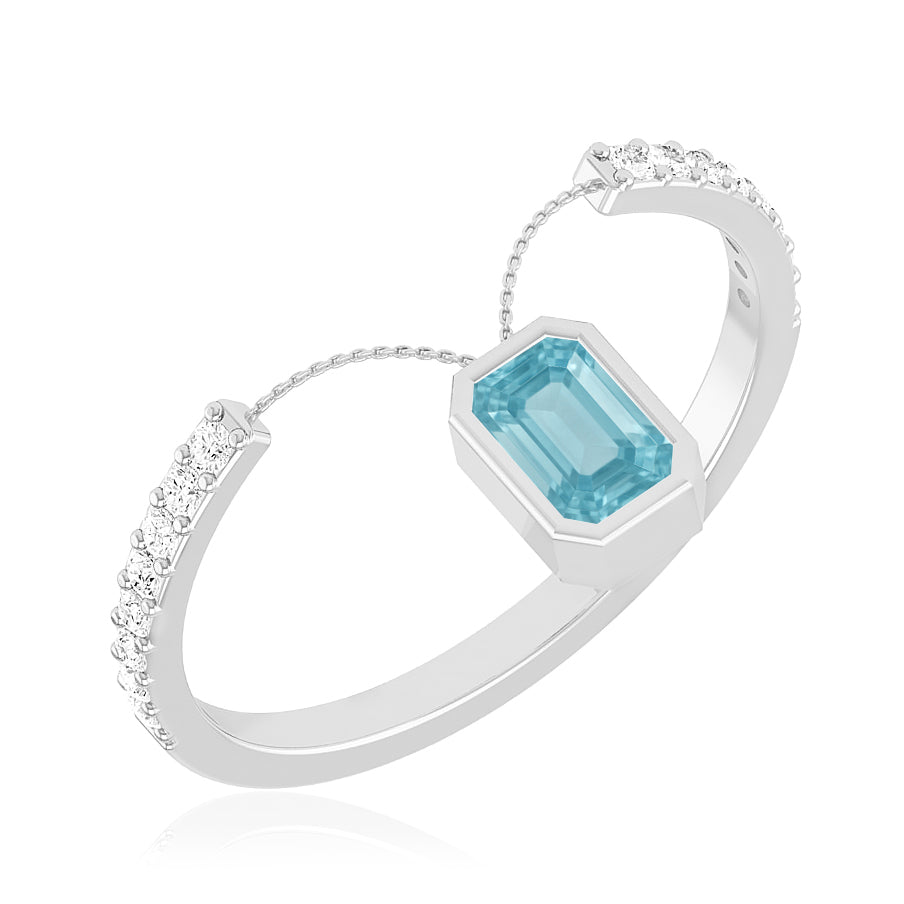 Open Bypass Ring | Sterling Silver Birthstone Ring | Genuine Gemstone Studded Ring | Personalized Promise Ring | Gift for Her