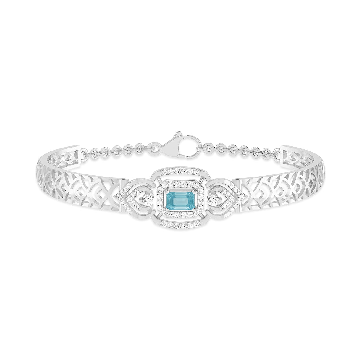 Art Deco Cuff Bracelet| Sterling Silver Birthstone Bracelet | Adjustable Chain | 15 Gemstone Choices | Personalized Gemstone Bracelet Floral Vine Bracelet Canter piece