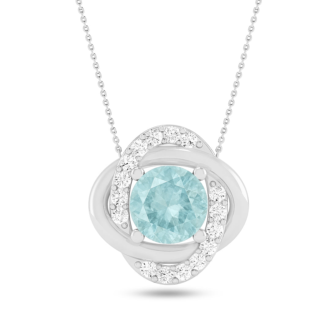Geometric Bar Pendant | Starburst Pendant | Heart Knot Teardrop Pendant | Sterling Silver Birthstone Necklace | Diamond Accent | Adjustable Chain | 15 Gemstone Choices