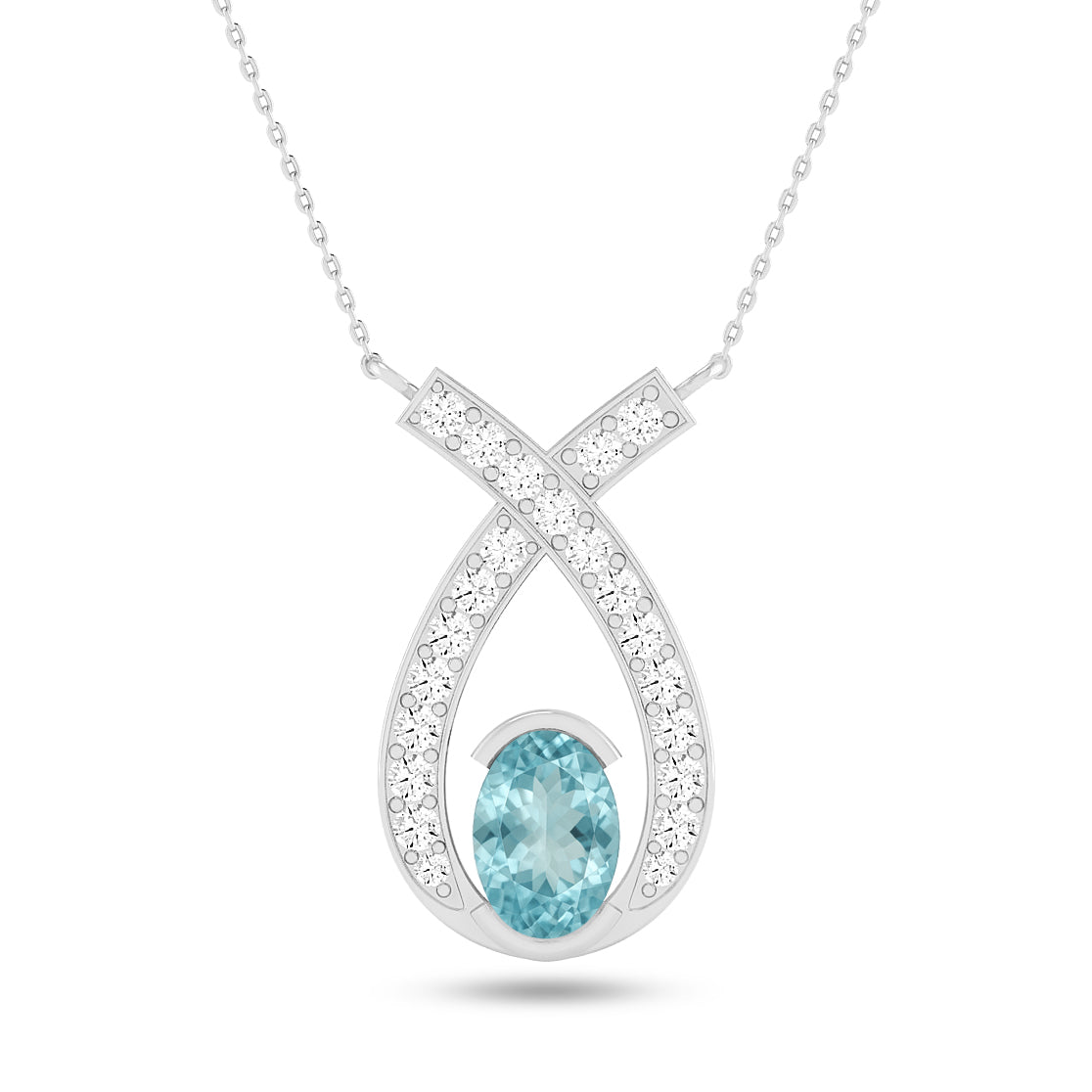 Teardrop Halo Pendant | Starburst Pendant | Heart Knot Teardrop Pendant | Sterling Silver Birthstone Necklace | Diamond Accent | Adjustable Chain | 15 Gemstone Choices