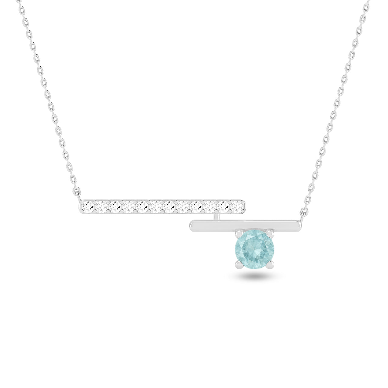 Geometric Bar Pendant | Starburst Pendant | Heart Knot Teardrop Pendant | Sterling Silver Birthstone Necklace | Diamond Accent | Adjustable Chain | 15 Gemstone Choices
