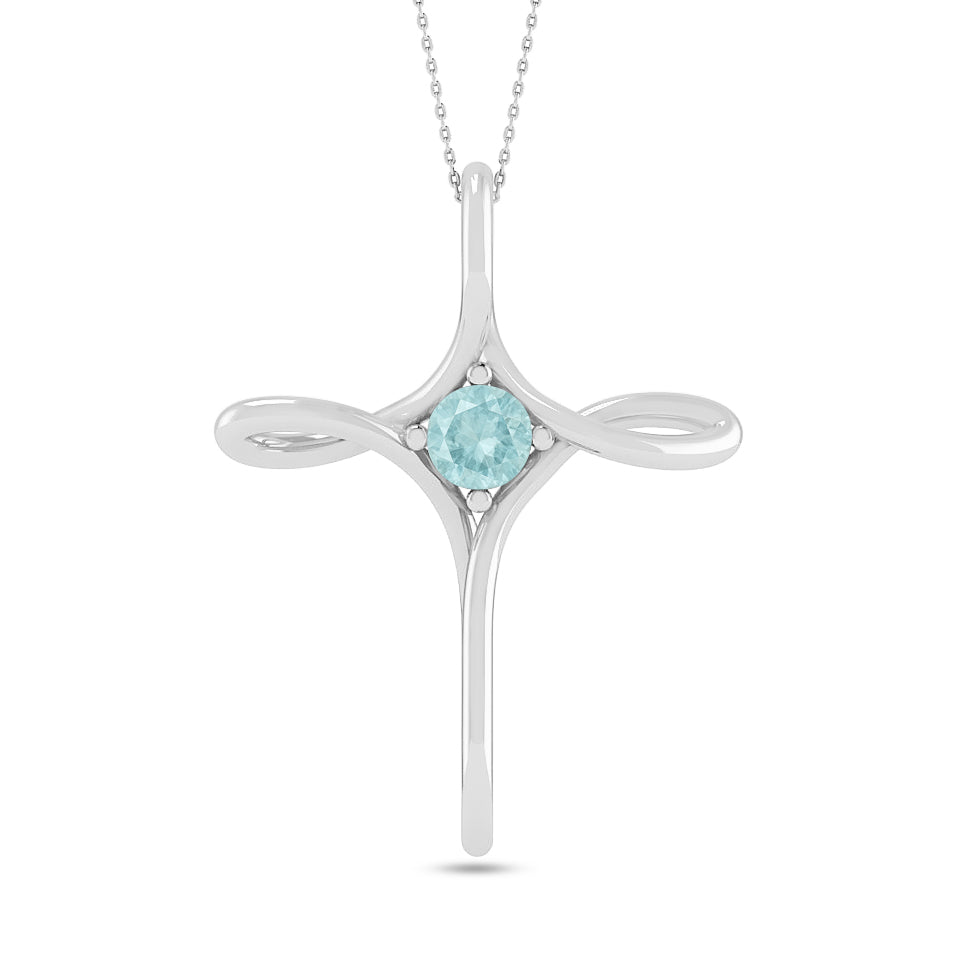 Infinity Cross Pendant | Sterling Silver Birthstone Necklace | Adjustable Chain | 15 Gemstone Choices | Personalized Gemstone Pendant