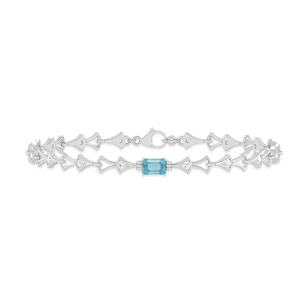 Art Deco Link Bracelet | Sterling Silver Birthstone Bracelet | Adjustable Chain | 15 Gemstone Choices | Personalized Gemstone Bracelet Floral Vine Bracelet Canter piece