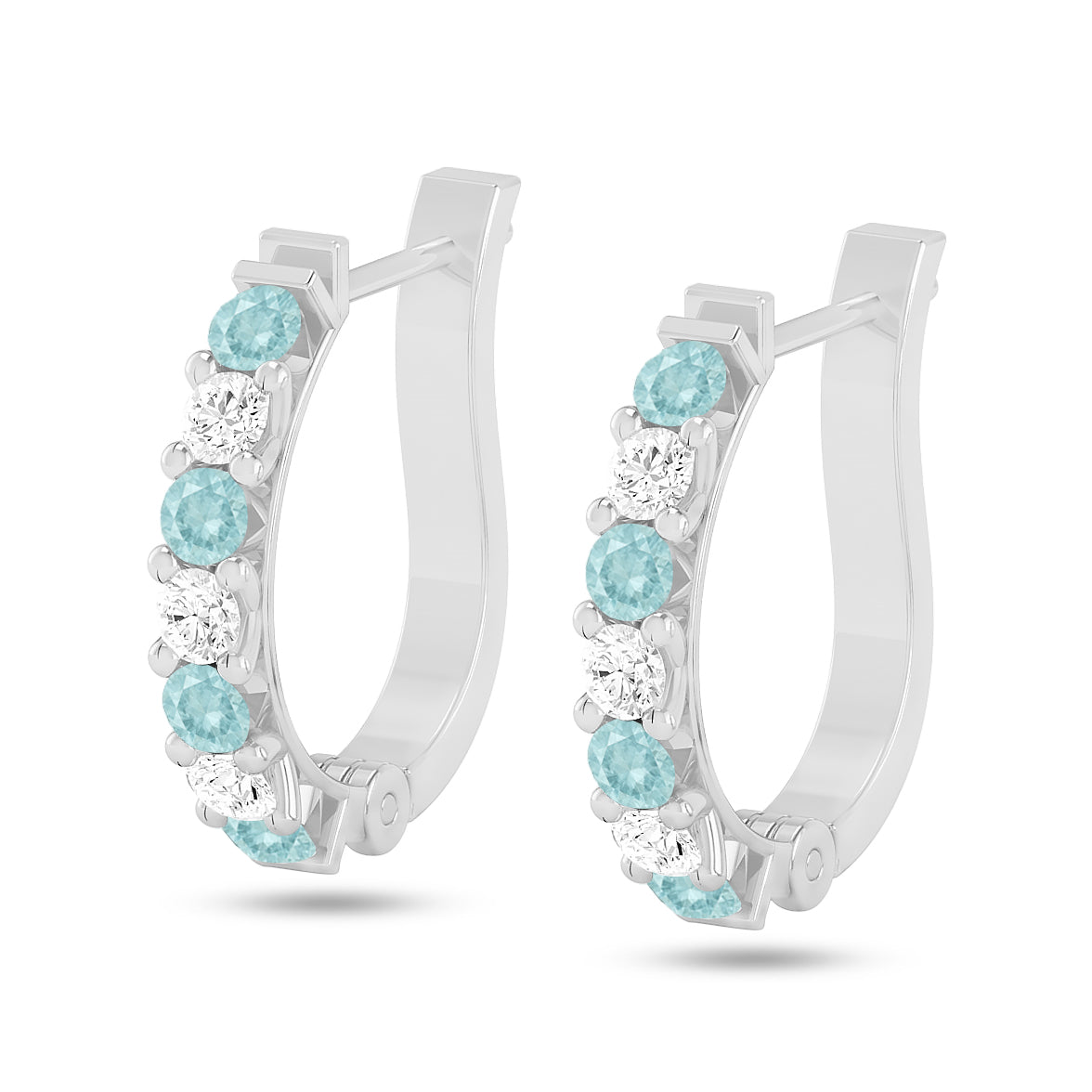 Inside-Outside Hoop Earrings | 925 Sterling Silver Birthstone Stud Earrings | Diamond Accent Gemstone Earrings | 15 Birthstone Options | Gift for Women