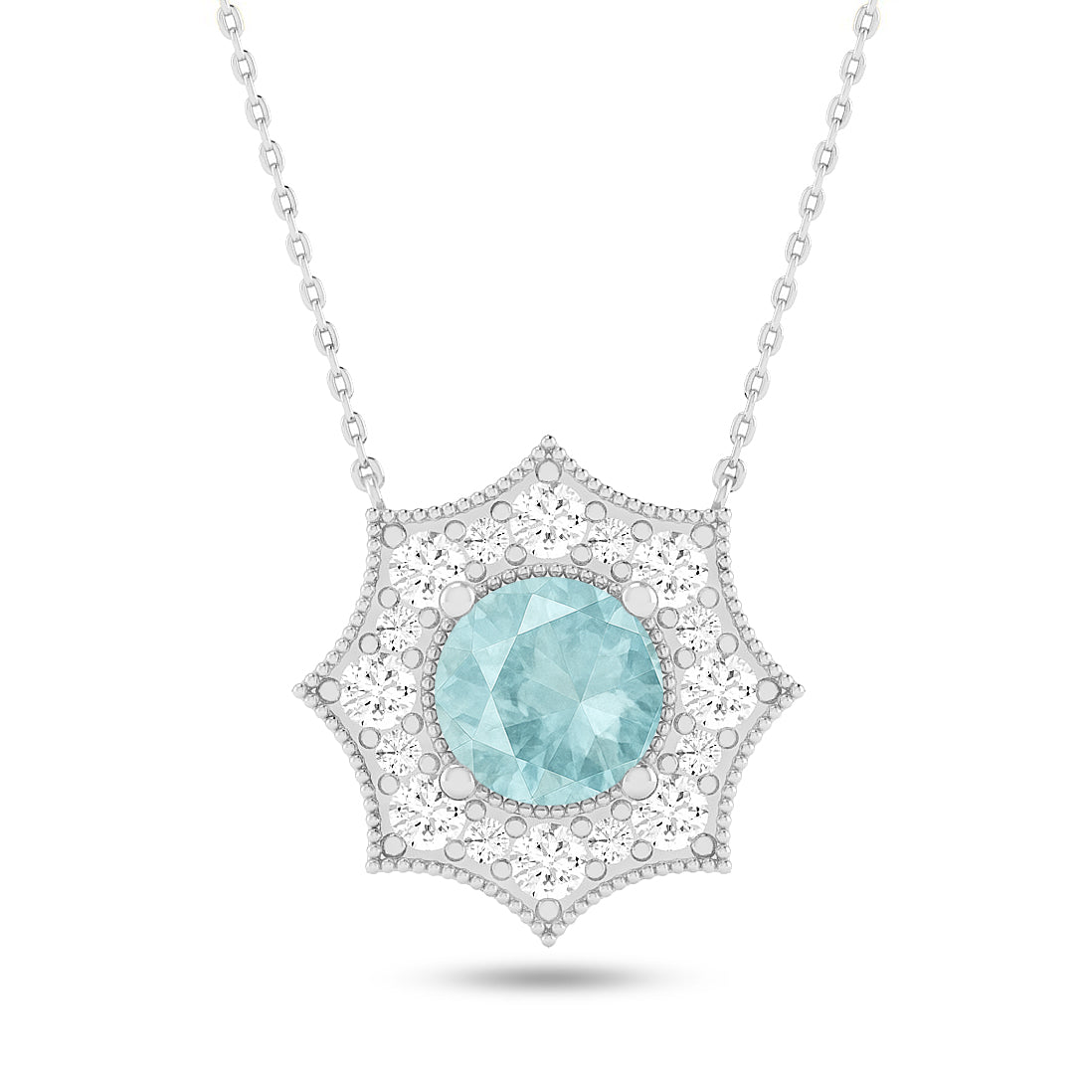 Snowflake Halo Pendant | Starburst Pendant | Heart Knot Teardrop Pendant | Sterling Silver Birthstone Necklace | Diamond Accent | Adjustable Chain | 15 Gemstone Choices