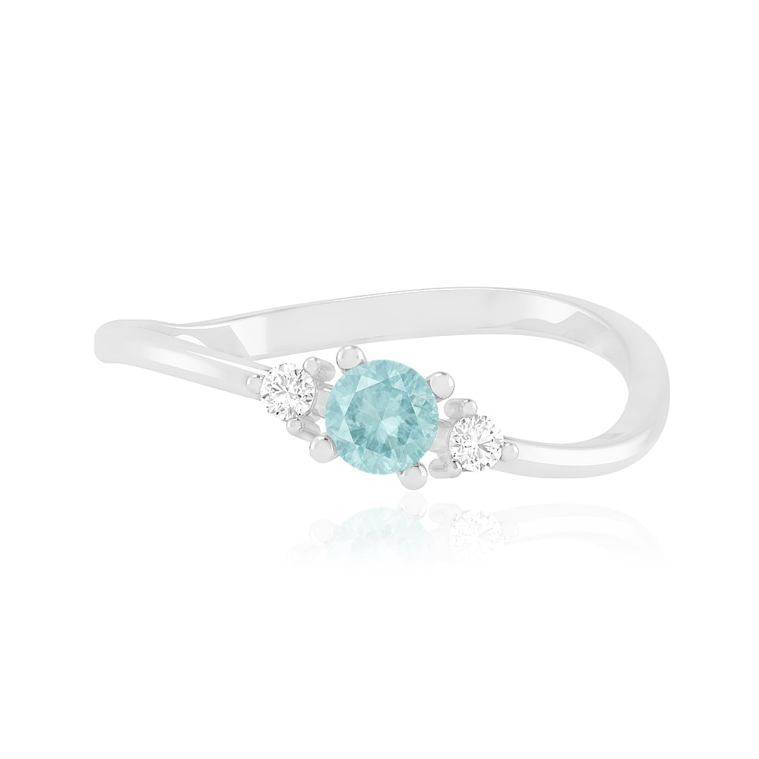 Three Stone Solitaire Ring | Sterling Silver Birthstone Ring | Genuine Gemstone & Diamond Studded Ring | Personalized Promise Ring | Gift for Her