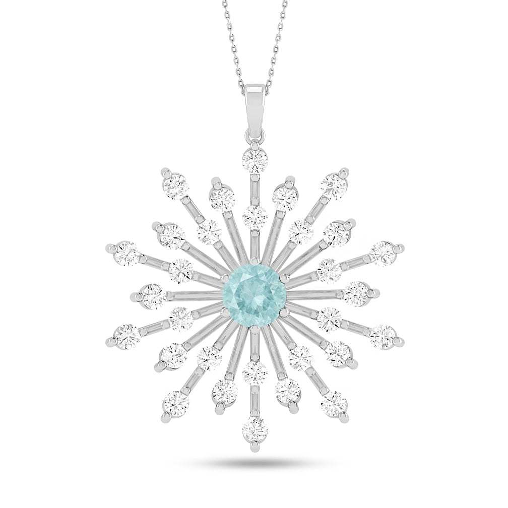 Starburst Pendant | Heart Knot Teardrop Pendant | Sterling Silver Birthstone Necklace | Diamond Accent | Adjustable Chain | 15 Gemstone Choices