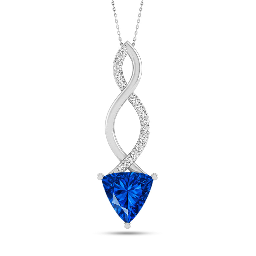 Infinity Twist Pendant | Sterling Silver Birthstone Necklace | Diamond Accent | Adjustable Chain | 15 Gemstone Choices