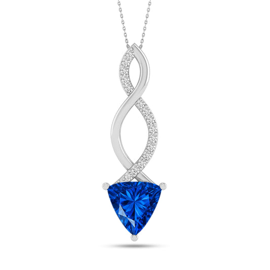 Infinity Twist Pendant | Sterling Silver Birthstone Necklace | Diamond Accent | Adjustable Chain | 15 Gemstone Choices
