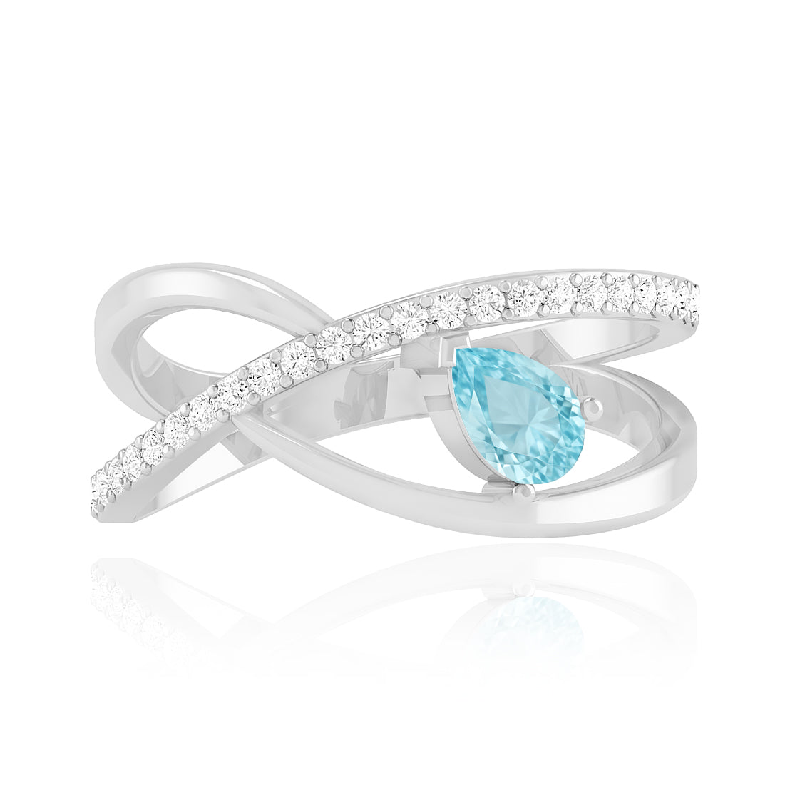 Bypass Pear Solitaire Ring | Sterling Silver Birthstone Ring | Genuine Gemstone & Diamond Studded Ring | Personalized Promise Ring | Gift for Her