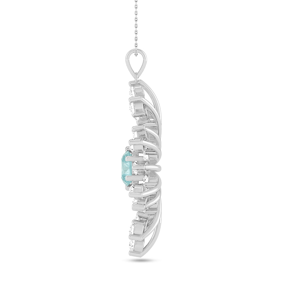 Starburst Pendant | Heart Knot Teardrop Pendant | Sterling Silver Birthstone Necklace | Diamond Accent | Adjustable Chain | 15 Gemstone Choices