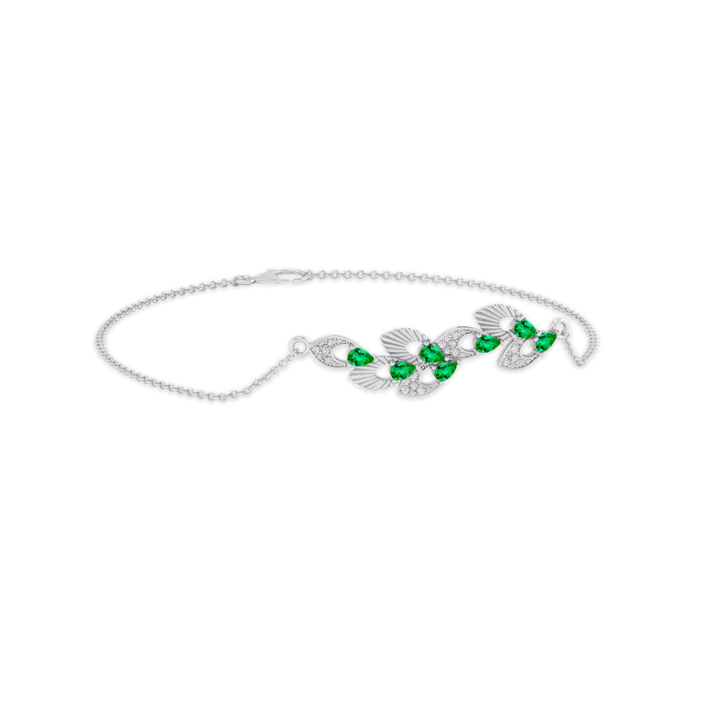 Floral Vine Bracelet Centerpiece | Sterling Silver Birthstone Bracelet | Adjustable Chain | 15 Gemstone Choices | Personalized Gemstone Bracelet Floral Vine Bracelet Canter piece