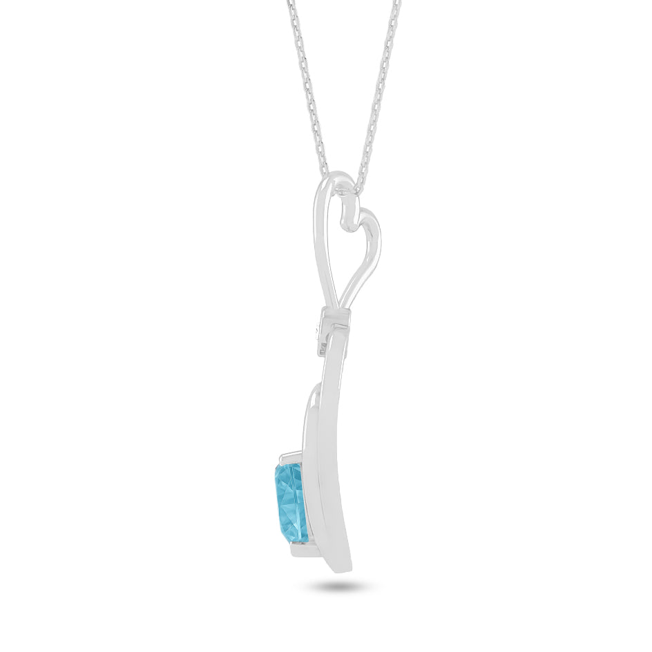 Double Heart Pendant | Starburst Pendant | Heart Knot Teardrop Pendant | Sterling Silver Birthstone Necklace | Diamond Accent | Adjustable Chain | 15 Gemstone Choices