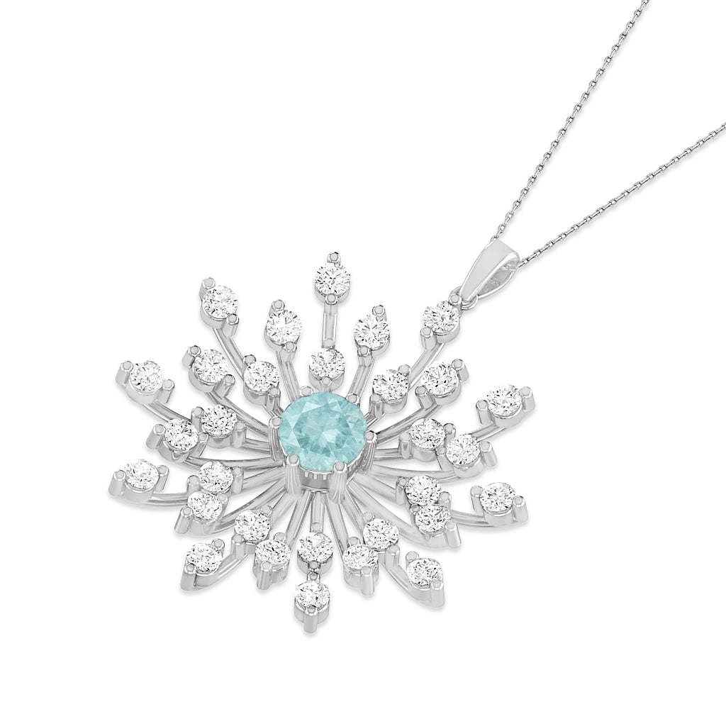 Starburst Pendant | Heart Knot Teardrop Pendant | Sterling Silver Birthstone Necklace | Diamond Accent | Adjustable Chain | 15 Gemstone Choices