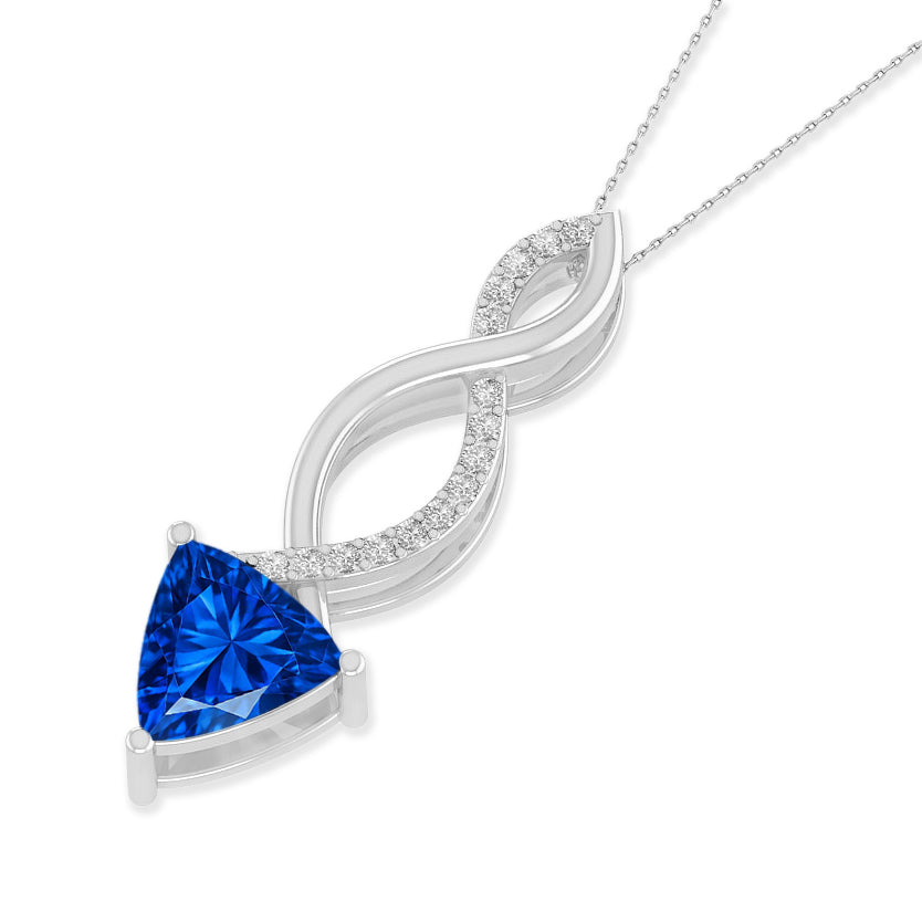 Infinity Twist Pendant | Sterling Silver Birthstone Necklace | Diamond Accent | Adjustable Chain | 15 Gemstone Choices