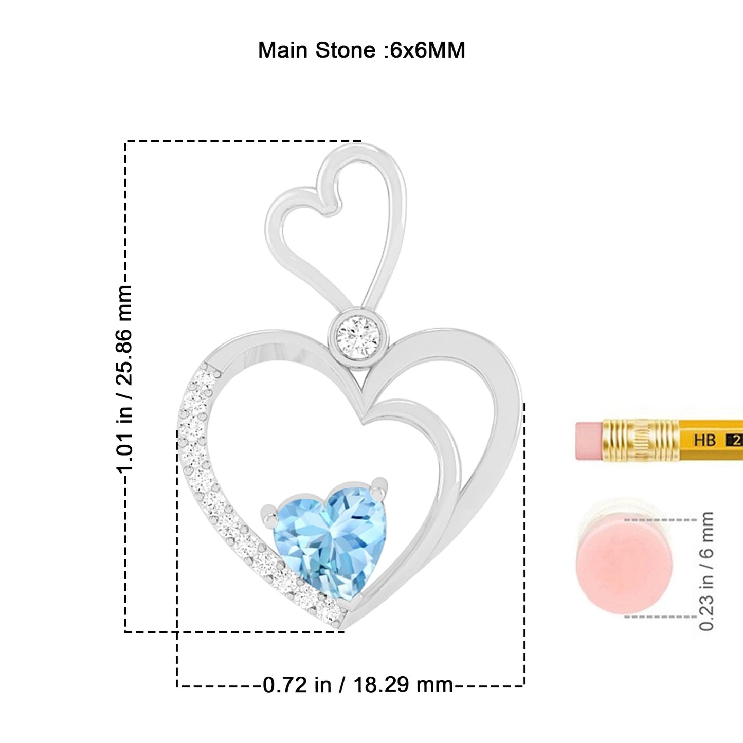 Double Heart Pendant | Starburst Pendant | Heart Knot Teardrop Pendant | Sterling Silver Birthstone Necklace | Diamond Accent | Adjustable Chain | 15 Gemstone Choices