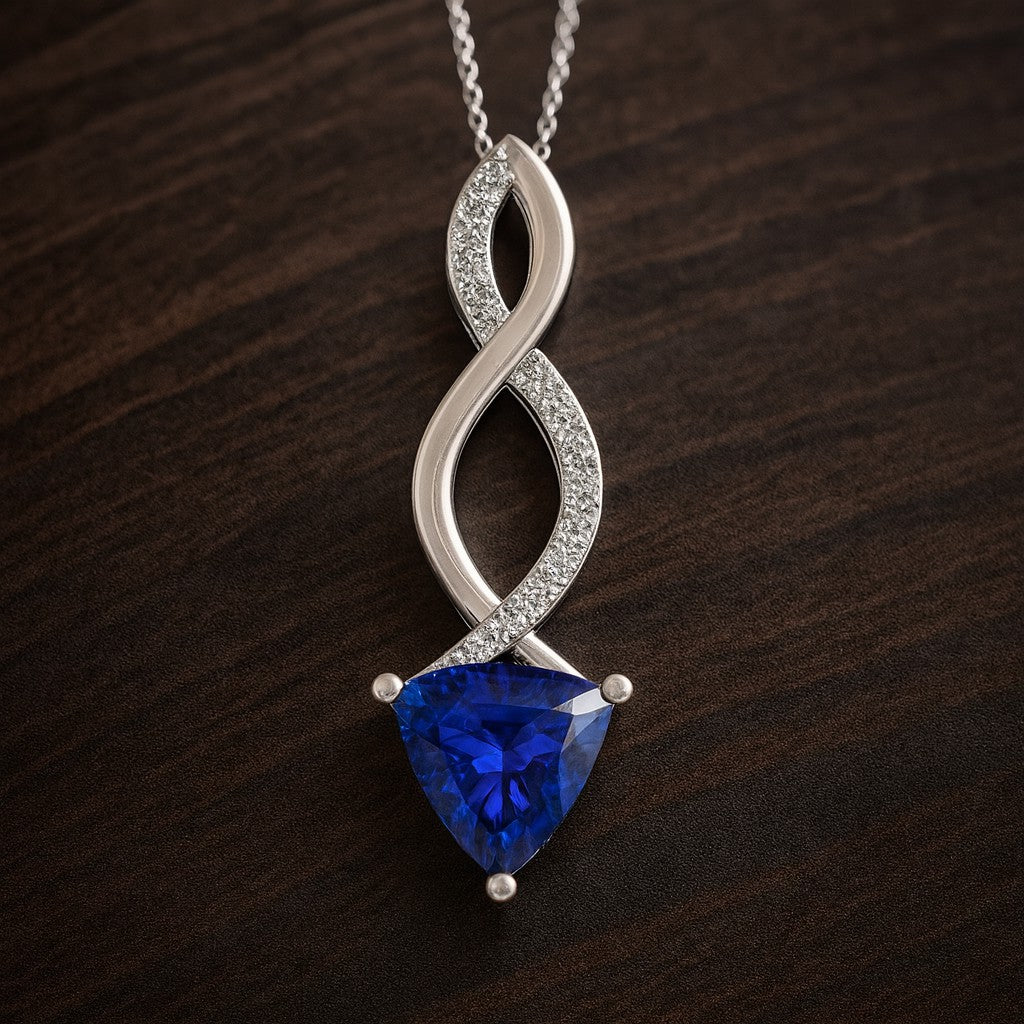Infinity Twist Pendant | Sterling Silver Birthstone Necklace | Diamond Accent | Adjustable Chain | 15 Gemstone Choices