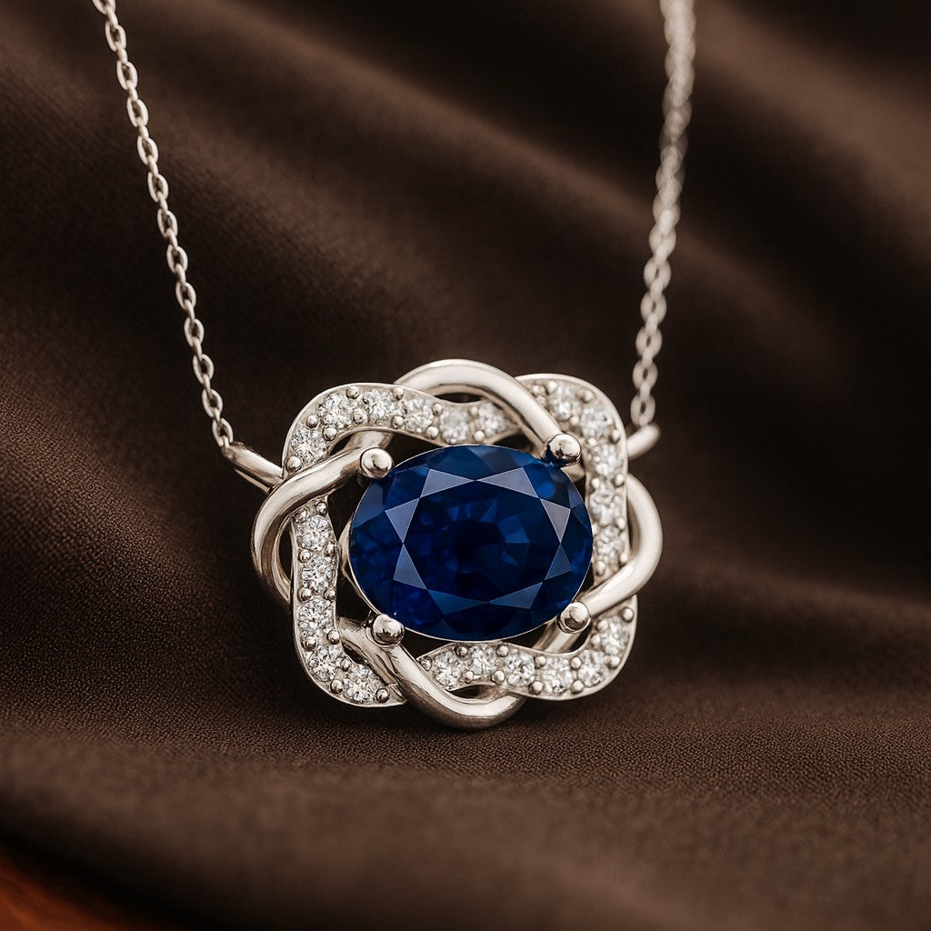 Celtic Knot Halo Pendant | Starburst Pendant | Heart Knot Teardrop Pendant | Sterling Silver Birthstone Necklace | Diamond Accent | Adjustable Chain | 15 Gemstone Choices