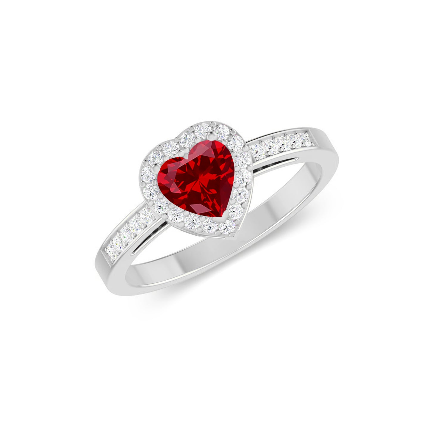 Heart Halo Ring | Sterling Silver Birthstone Ring | Genuine Gemstone Studded Ring | Personalized Promise Ring | Gift for Her