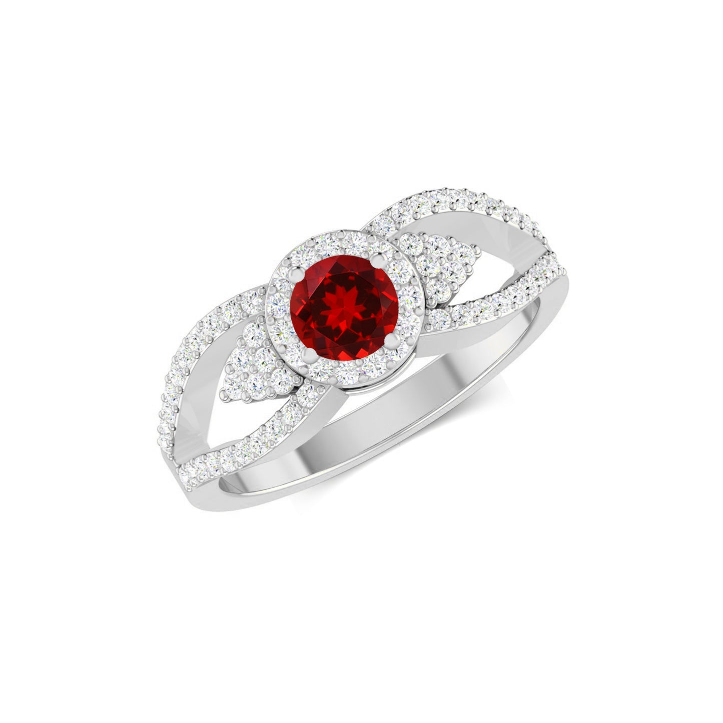 Split Shank Halo Ring | Sterling Silver Birthstone Ring | Genuine Gemstone & Diamond Studded Ring | Personalized Promise Ring | Gift for Her